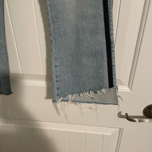 Mother Superior insider crop step fray racer stripe denim size 25 - Picture 4 of 8